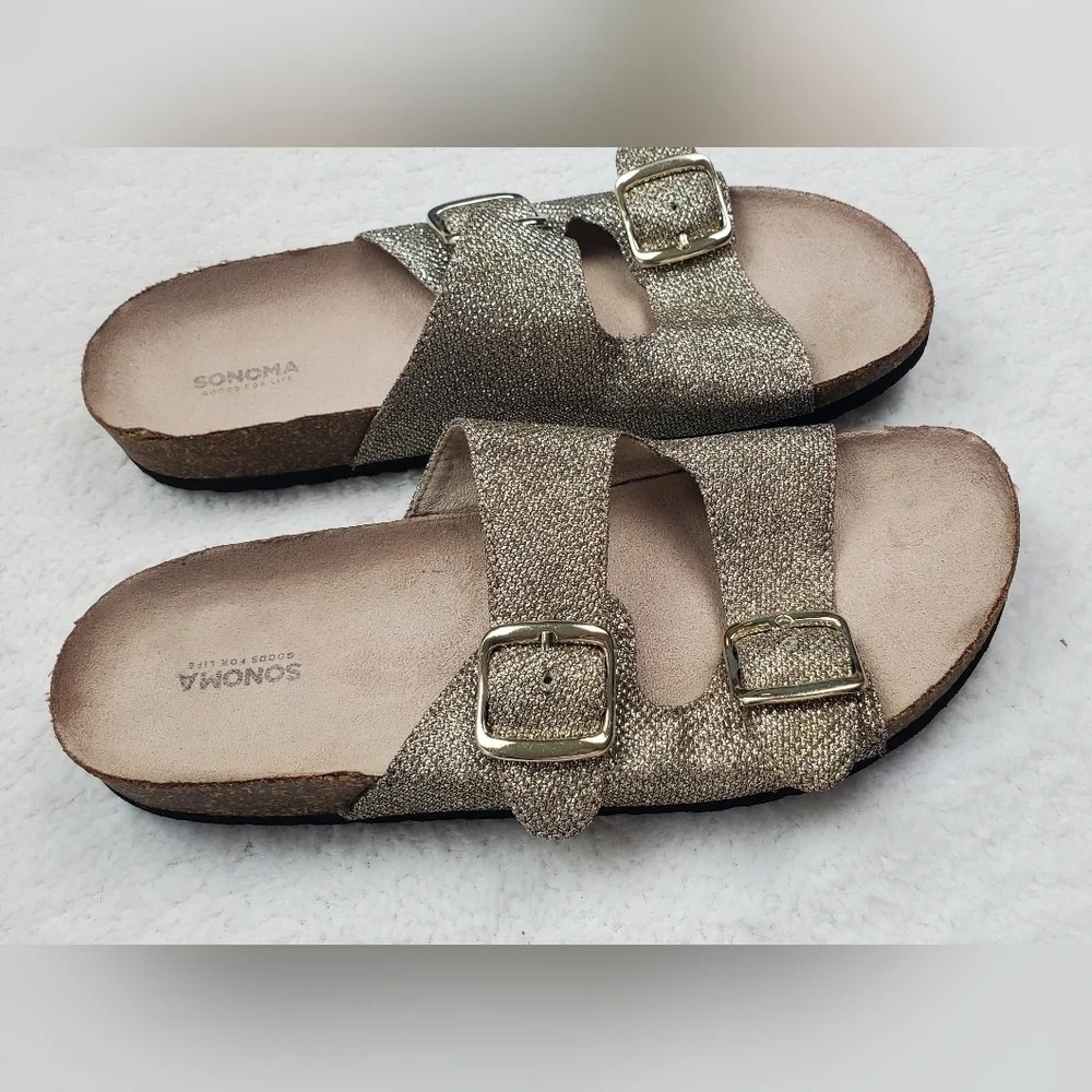 Sparkly Gold  Sonoma Women's slides footbed Size8.5‎ M